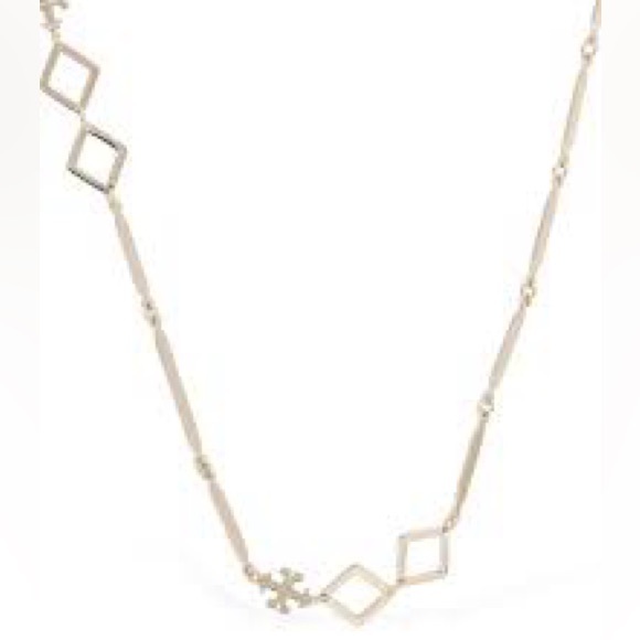 NWT Tory Burch Authentic Roxanne Geo Goldtone Long Geometric Links Necklace - Picture 15 of 16